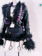 Gothic Rivet Faux Leather Jacket - Short Distressed Style