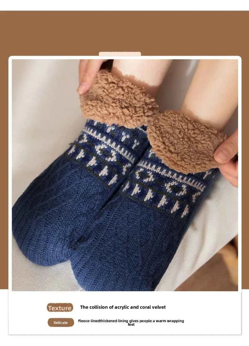 Super Warm Winter Non-slip Floor Socks Women Men Snow Socks Sleep Carpet Slippers Socks Women Velvet Boot Unsiex Home Wear