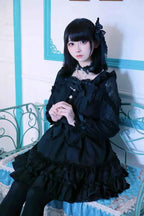Japanese Liz Dresses Women Autumn New Girl's Sweet Cute Bud Mini Series Mass Production Angel Small Cake Dress Bow Lolita Dress