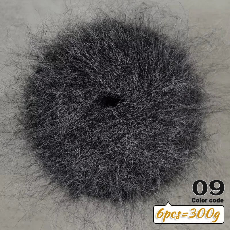 300g Colorful Long-Haired Alpaca Mohair Yarn Handmade DIY Material Knitting Autumn and Winter Fashion Women's Sweater Sweater Jacket Shawl Yarn Ball 1 Piece = 6 Pieces = 300g
