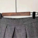 Loose Woolen Wide Leg Skirts Pants Women Pleated Casual Pants Winter Autumn Straight Trousers Elastic High Waist Fat Leg Pants