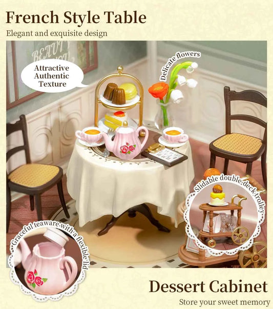 Robotime Rolife Super Creator Series Plastic Dollhouse Building Blocks for Kids Yum Burgers Leisurely Cheers Bar Sweet Sips Tea
