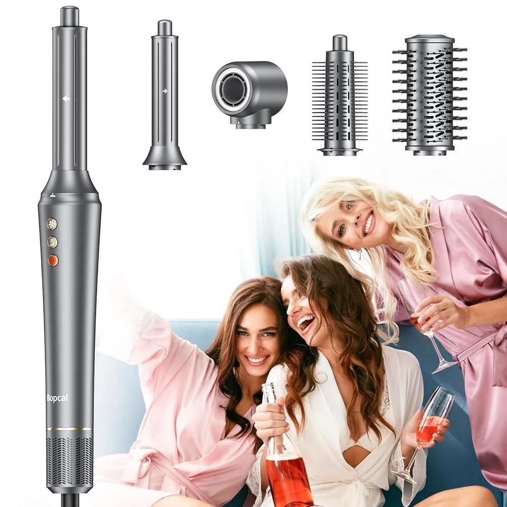 5-in-1 Hair Dryer Airstyler Ion Multistyler Hot Air Brush, 110,000 rpm with 32 mm Automatic Curling Iron, Straightener SS69