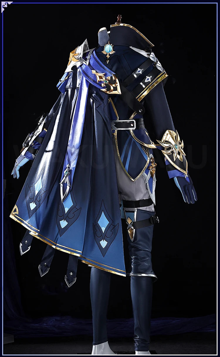 【Ready For Ship】Lohen Cosplay Costume Game Genshin Impact【S-2XL】WakuWaku-R Men Lohen Knights of Favonius Wig Plus Size