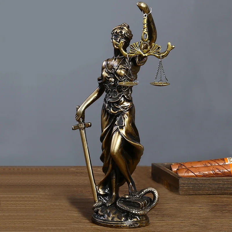 Themis Goddess of Justice Resin Statue - Antique Style Office Decor