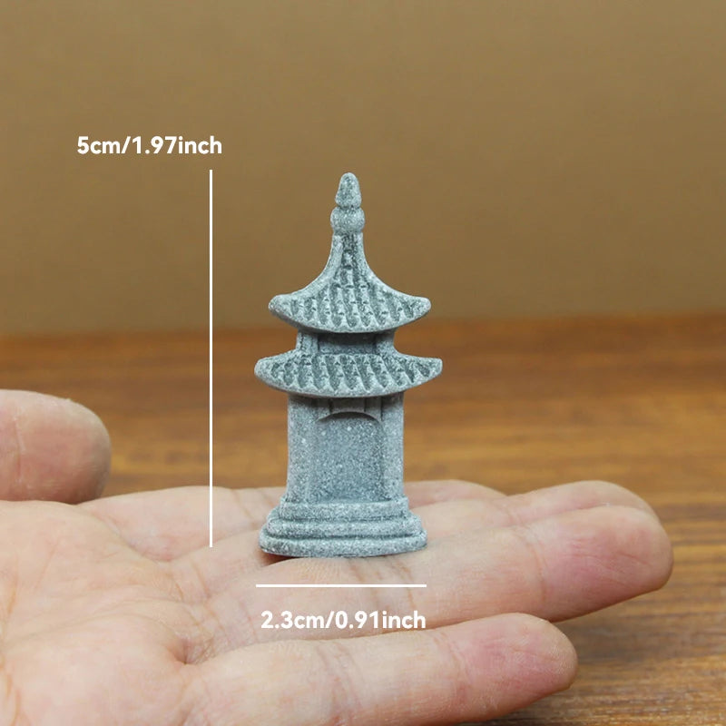 Miniature Sandstone Zen Tower for Bonsai Garden & Fish Tank