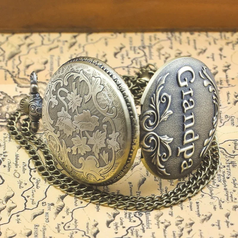Vintage Quartz Pocket Watches With Chain Retro The Greatest Pocket Watch Necklace For Grandpa Dad Gifts reloj de bolsillo SS69
