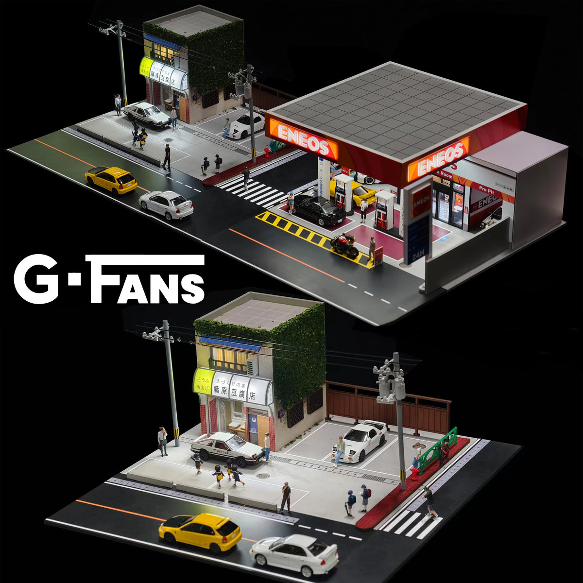 1/64 Scale Diecast Car Garage Diorama with LED Lighting