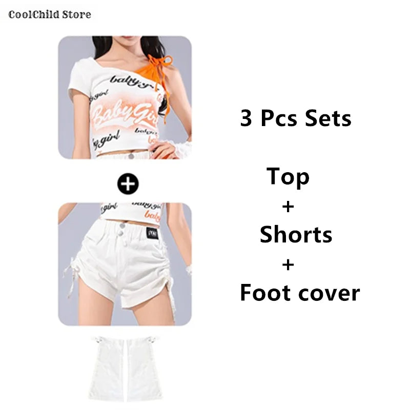 Girls Off Shoulder Crop Top & Cargo Pants Set