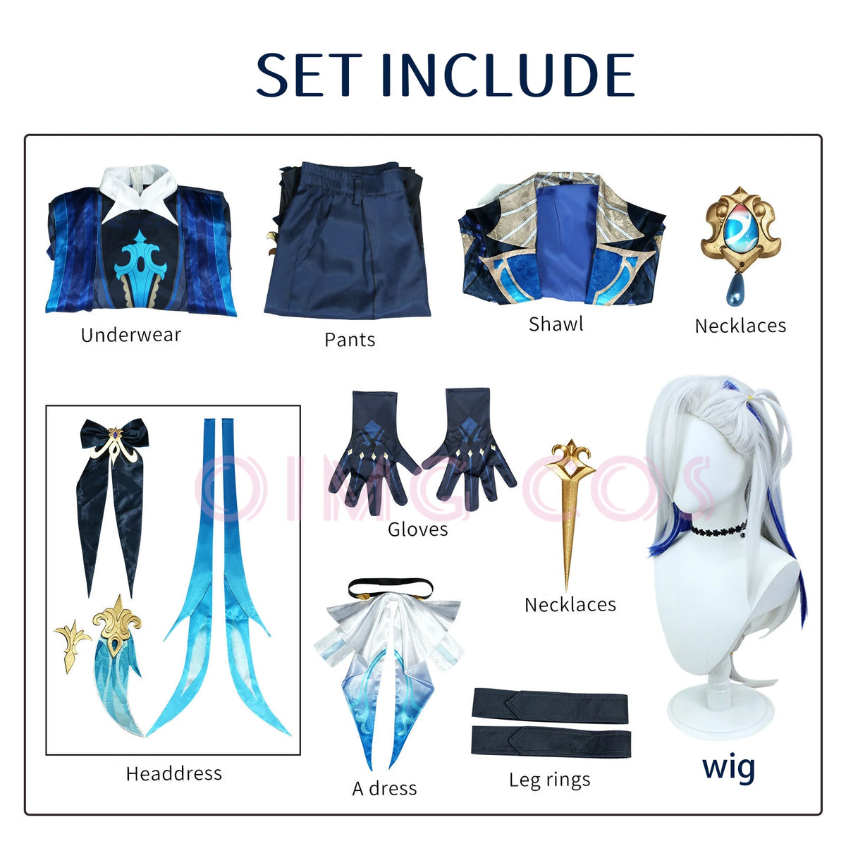 Genshin Impact Neuvillette Cosplay Costume Adult Carnival Uniform Wig Anime Halloween Party Costumes Masquerade Women Game