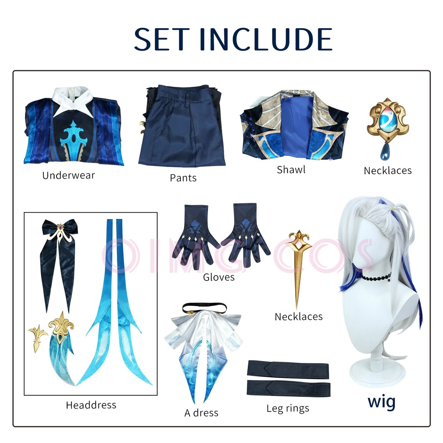Genshin Impact Neuvillette Cosplay Costume Adult Carnival Uniform Wig Anime Halloween Party Costumes Masquerade Women Game