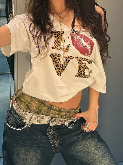 Cuteandpsycho Casual Sexy Crewneck Cropped Tops Slim Streetwear Summer Elastic Vintage Tees Short Sleeved Y2k Punk Clothings SS69