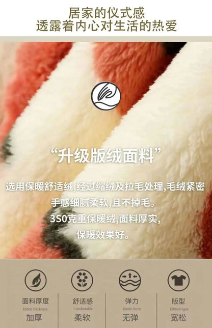 Women Warm Flannel Pajamas Set Strawberry Kawaii Girlish Winter Flannel Sleepwear Ladies Warm Velvet Loungewear Casual Homewear