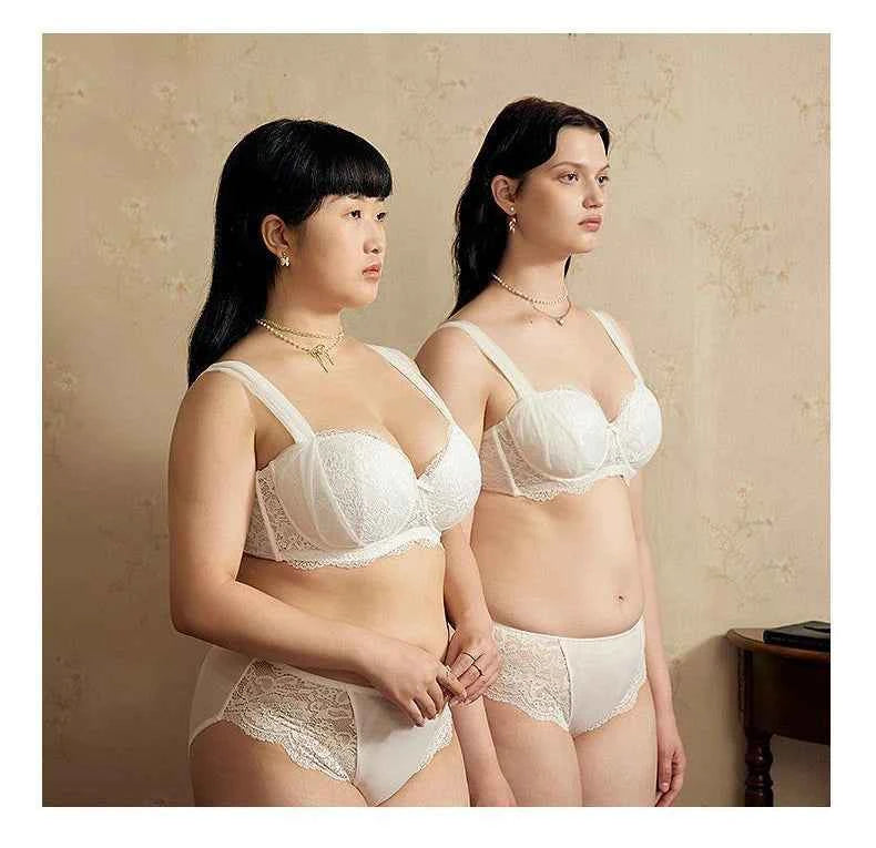 French Lace Bra for Women Big Chest Appears Small Push-up Bra Breast Collection Top Up Anti Sagging Large Size Lingerie GT8907