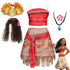 New Disney Movie Moana Girl Dress Halloween Cosplay Party Costume Princess Fancy Clothes Children Vaiana Outfit Dress
