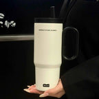 720ML Stainless Steel Thermos Cup with Straw & Handle Ice Coffee Drink Vacuum Insulated Cup Car Travel Outdoor Water Bottle