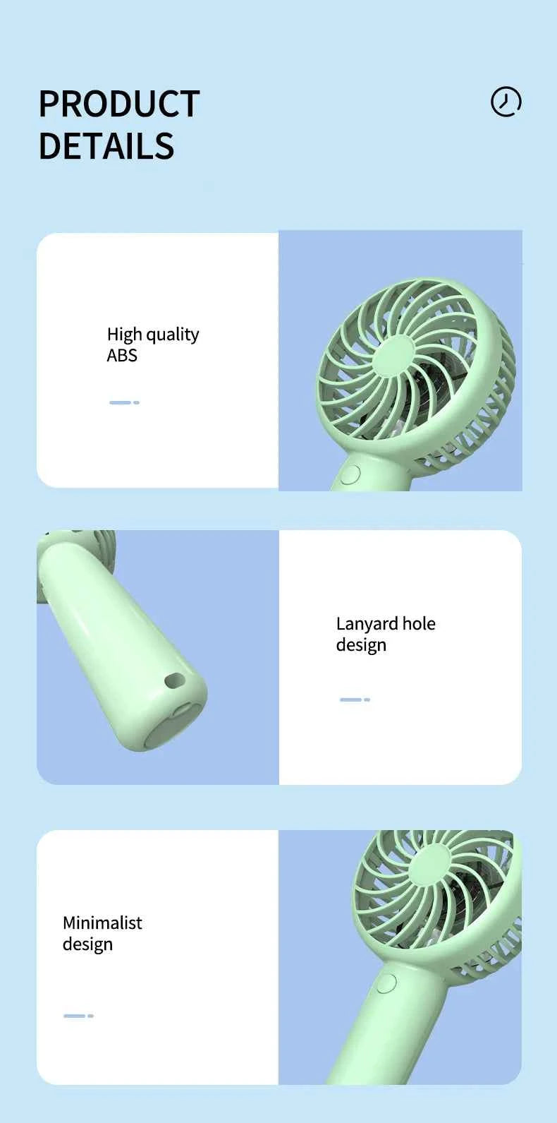 1200mAh Mini Portable FansHandheld USB Rechargeable Quiet Handheld FanAir cooler Outdoor Travel Hand Fans ventilation Fan