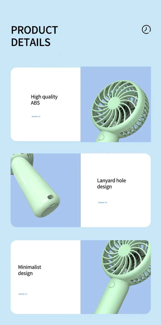 1200mAh Mini Portable FansHandheld USB Rechargeable Quiet Handheld FanAir cooler Outdoor Travel Hand Fans ventilation Fan