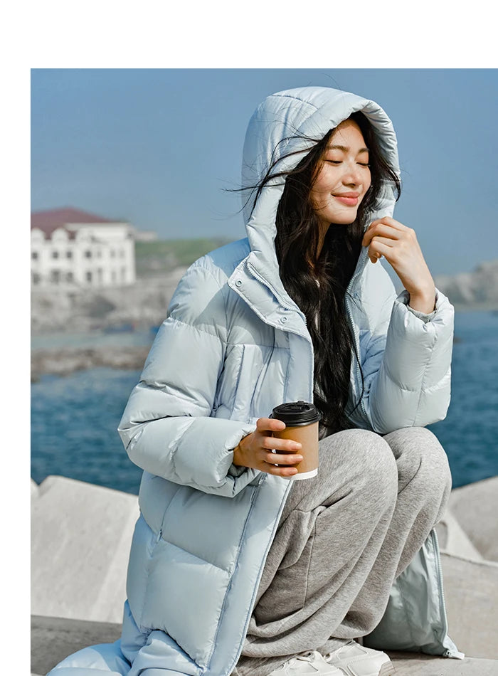 Semir Women's Long Hooded Down Jacket - 90% Duck Down
