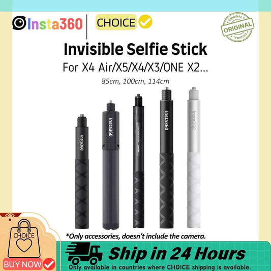 Insta360 Invisible Selfie Stick 114cm 100cm 85cm Extensible Monopod Grip For Insta 360 X5 X4 Air X3 Original Accessories