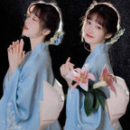 Printed Floral Traditional Japanese Kimono Elegance Asian Sakura Girl Kimono Dress Japanese Style New