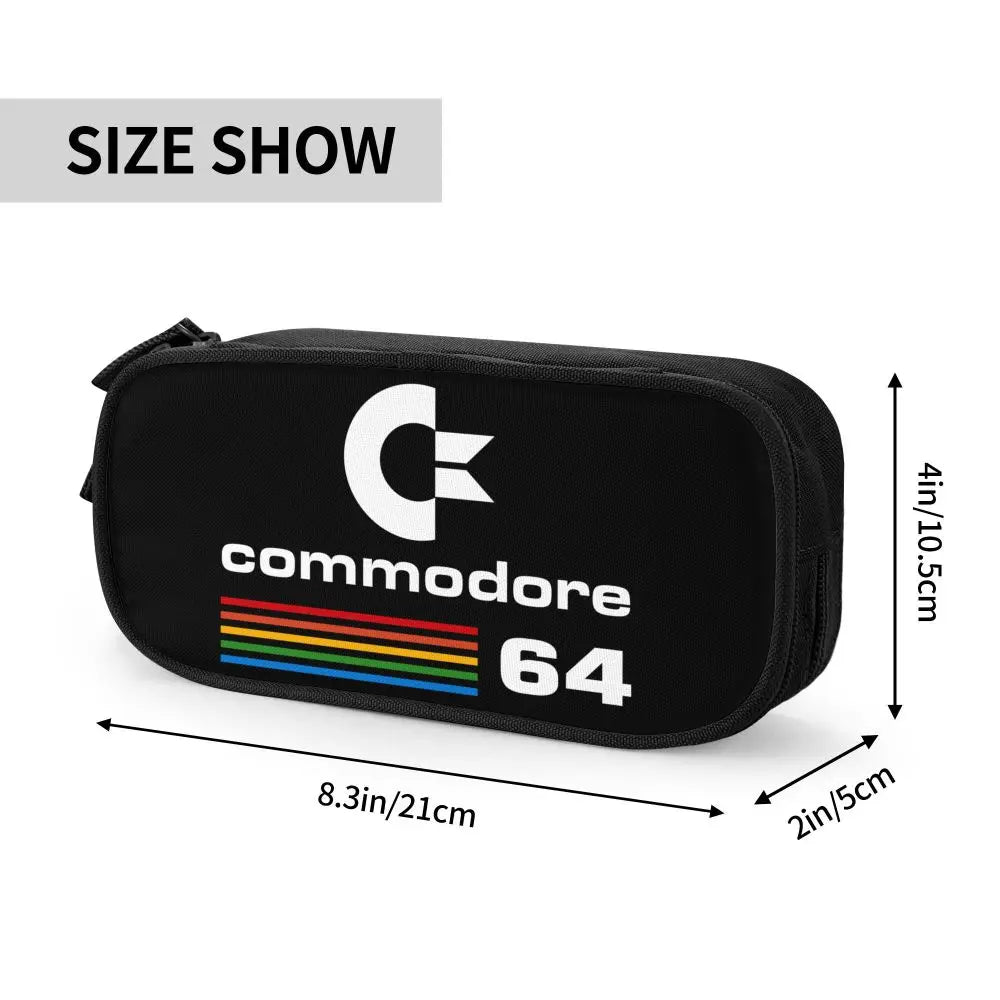 Custom Kawaii Retro Commodore 64 Pencil Case for Girls Boys C64 Amiga Computer Large Capacity Pen Box Bag Stationery SS69