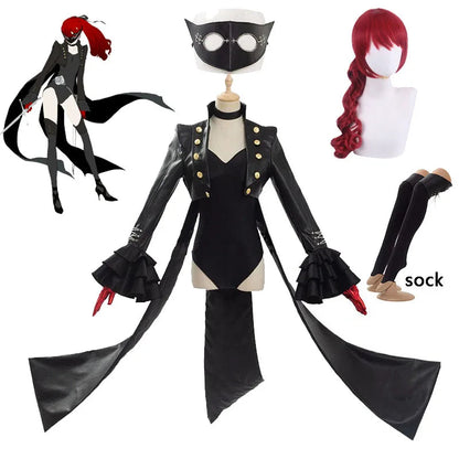 Persona 5 The Royal Yoshizawa Kasumi Cosplay Costume Phantom Thief Uniform Suit Bodysuit and Mask P5R Violet Wig Headgear SS69