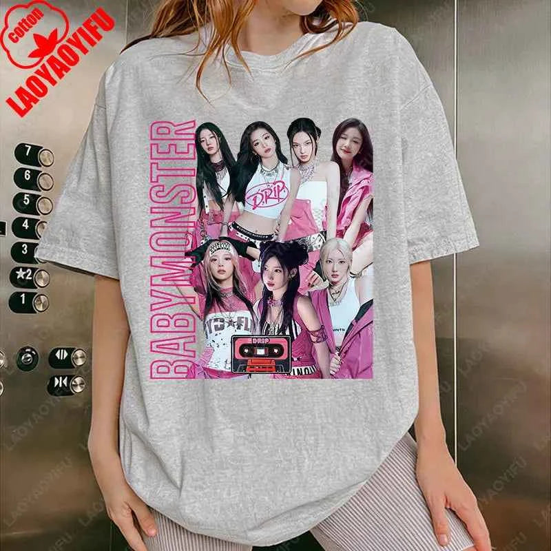 BabyMonster World Tour 2025 Sweatshirt Hello Monsters KPOP Fan Tshirt Men Women Cotton Casual Fashion Tees All Match Adult Tops