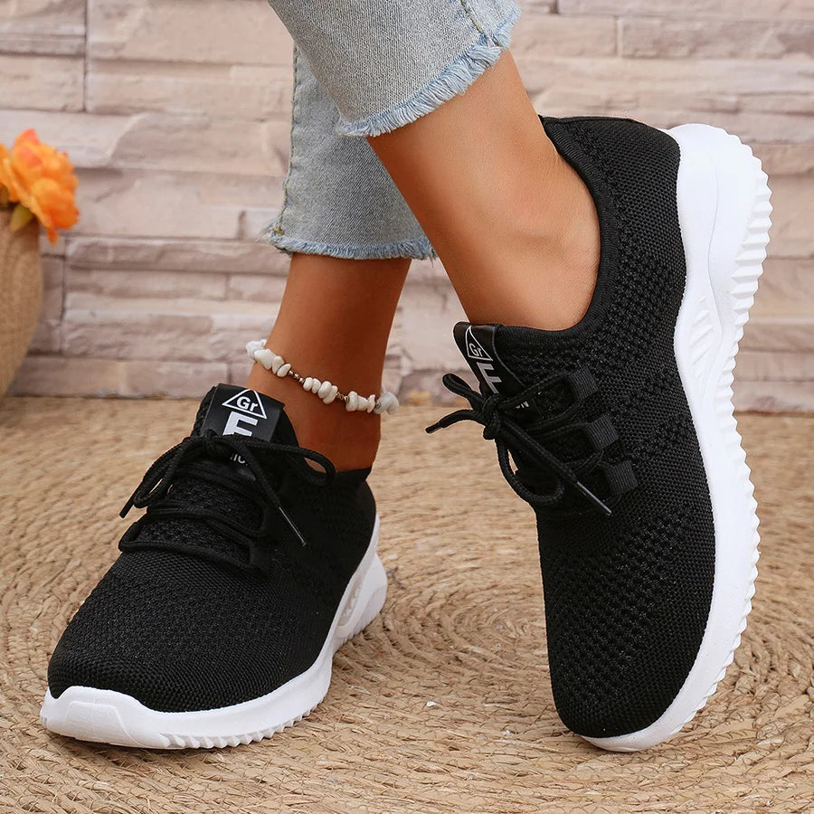 Women's White Slip-On Casual Sneakers - Breathable Fabric Upper & Lining, Elastic Side Panels for Easy Wear