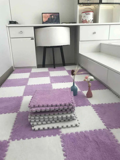 30*30CM Soft Plush Children Kids Rug Play Mat Puzzle Carpet Warm Playmat Interlocking Exercise Tiles Floor Carpet Decoration Mat