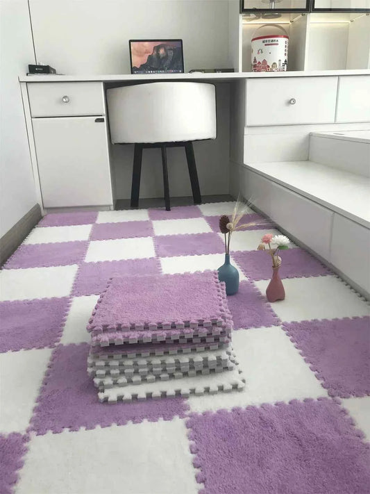 30*30CM Soft Plush Children Kids Rug Play Mat Puzzle Carpet Warm Playmat Interlocking Exercise Tiles Floor Carpet Decoration Mat
