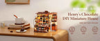 Robotime Rolife Henry's Chocolate DIY Miniature House Kit  Wooden Dollhouse Model Building Kit With LED Craft Gifts for Adults
