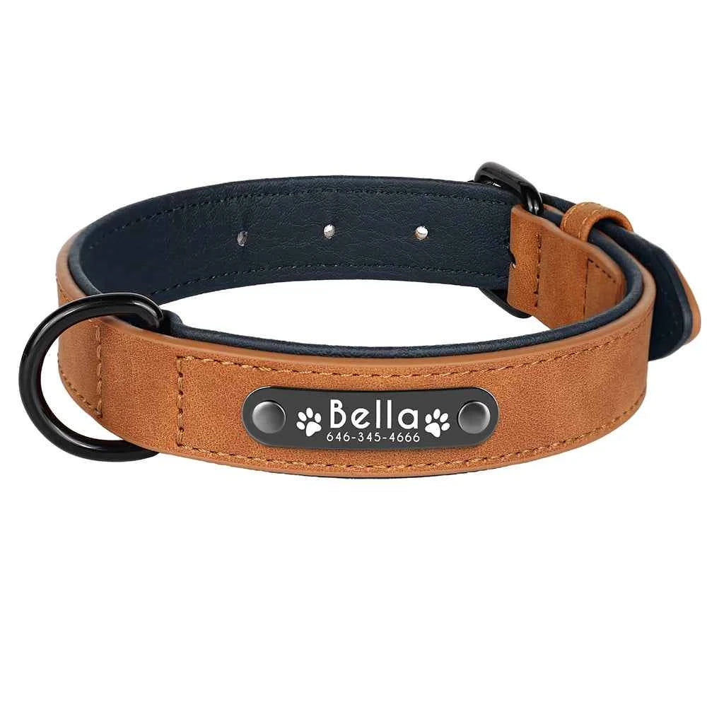 Dog Collars Personalized Custom Leather Dog Collar Name ID Tags For Small Medium Large Dogs Pitbull Bulldog Beagle Correa Perro