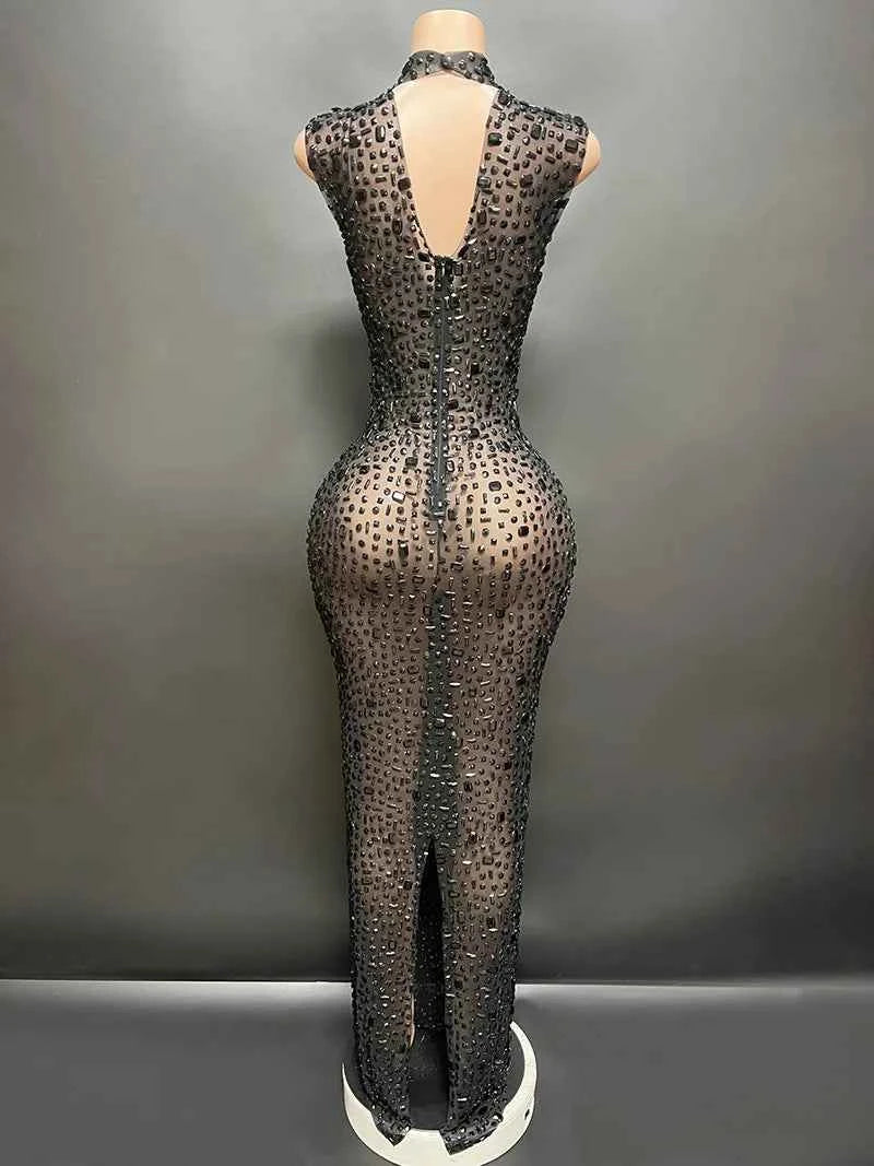 Elegant Luxury Crystal Party Dress Birthday Celebration Dress Bride Diamond Long Prom Dress Mother Formal Grand Party Dress