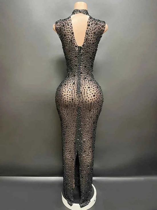 Elegant Luxury Crystal Party Dress Birthday Celebration Dress Bride Diamond Long Prom Dress Mother Formal Grand Party Dress