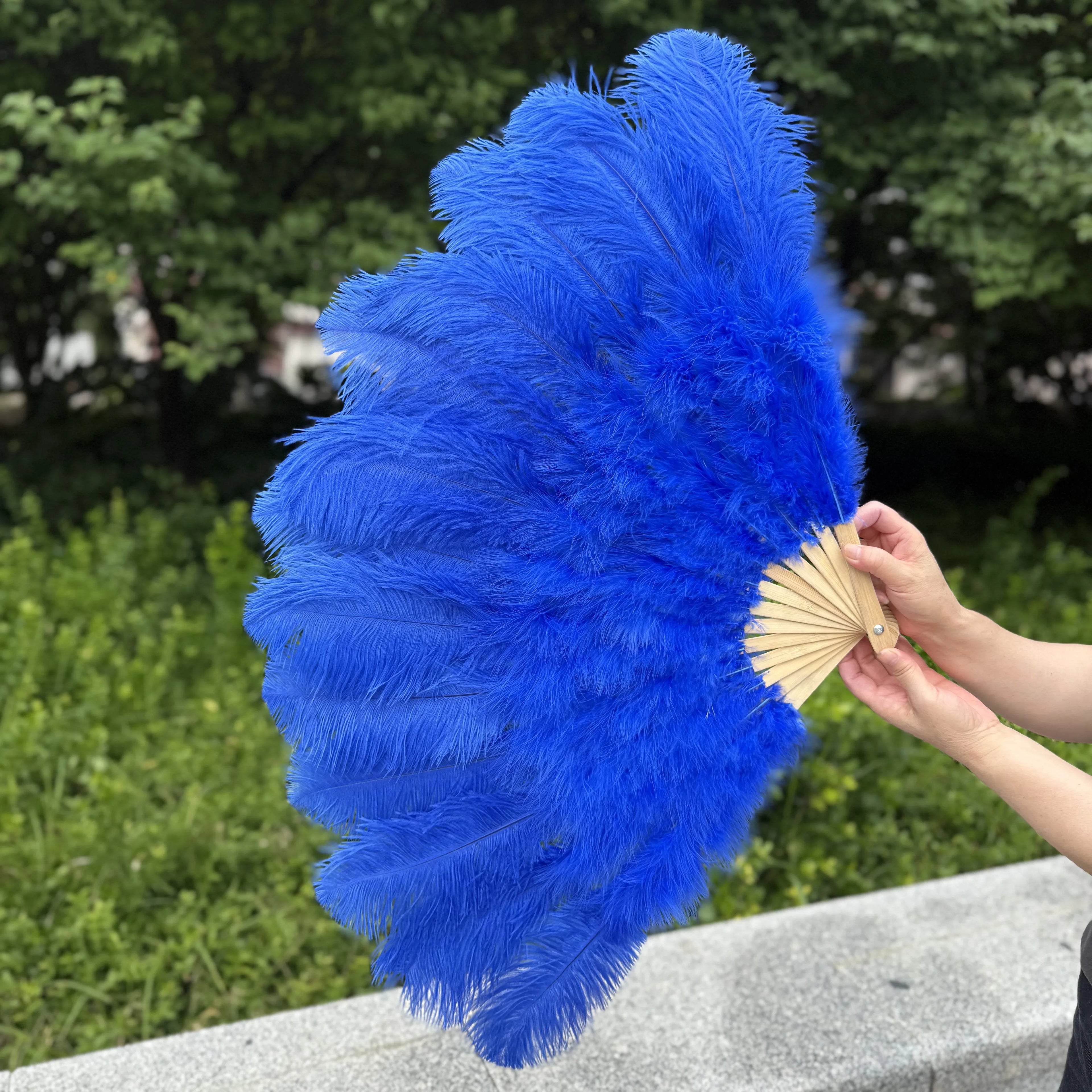 Large Ostrich Feather Fan 130cm - Carnival & Stage Performance