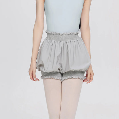 Women's High Waist Flower Bud Dance Short Pants Nylon Bloomers Dance Shorts Black White Adult Ballet Shorts Safety Pants