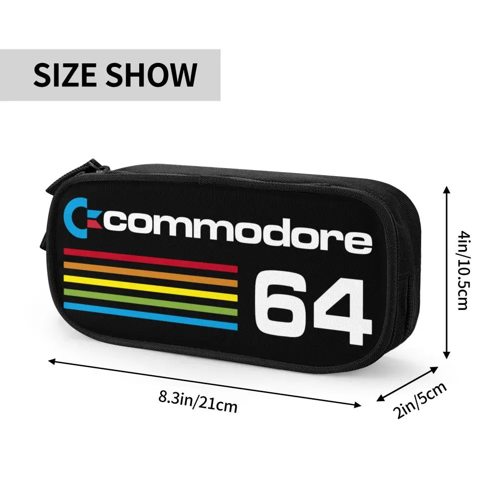 Custom Kawaii Retro Commodore 64 Pencil Case for Girls Boys C64 Amiga Computer Large Capacity Pen Box Bag Stationery SS69