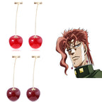 Anime JoJos Bizarre Adventure Earrings Kakyoin Noriaki Cherry Drop Earrings For Women Men Cosplay Ear Clip Jewelry Gift