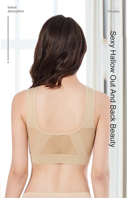 Breathable Sports Bra Top Fitness Women Brassiere Removable Padded Sport Bra Running Gym Seamless Push Up Bras SS69