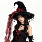 Fashion Halloween Witch Hat Gothic Dark Wizard Cap Lolita Cosplay Accessories Costume Headwear Party Photo Prop Festival Gift