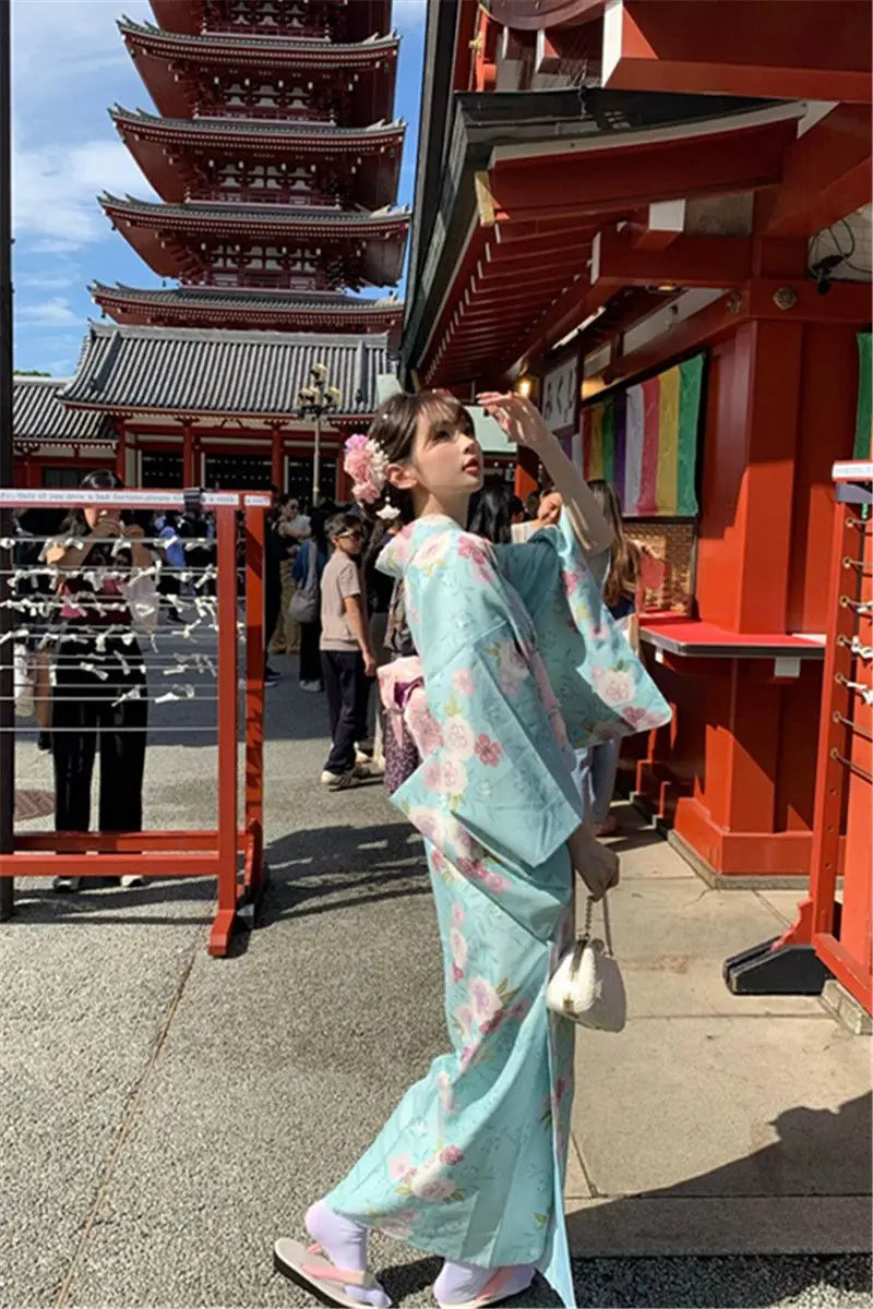 Kimono Yukata Retro Improved Japanese Dress,Elegant Literary Outfit Ideal For Studio Portrait Photography And Casual Themed Wear
