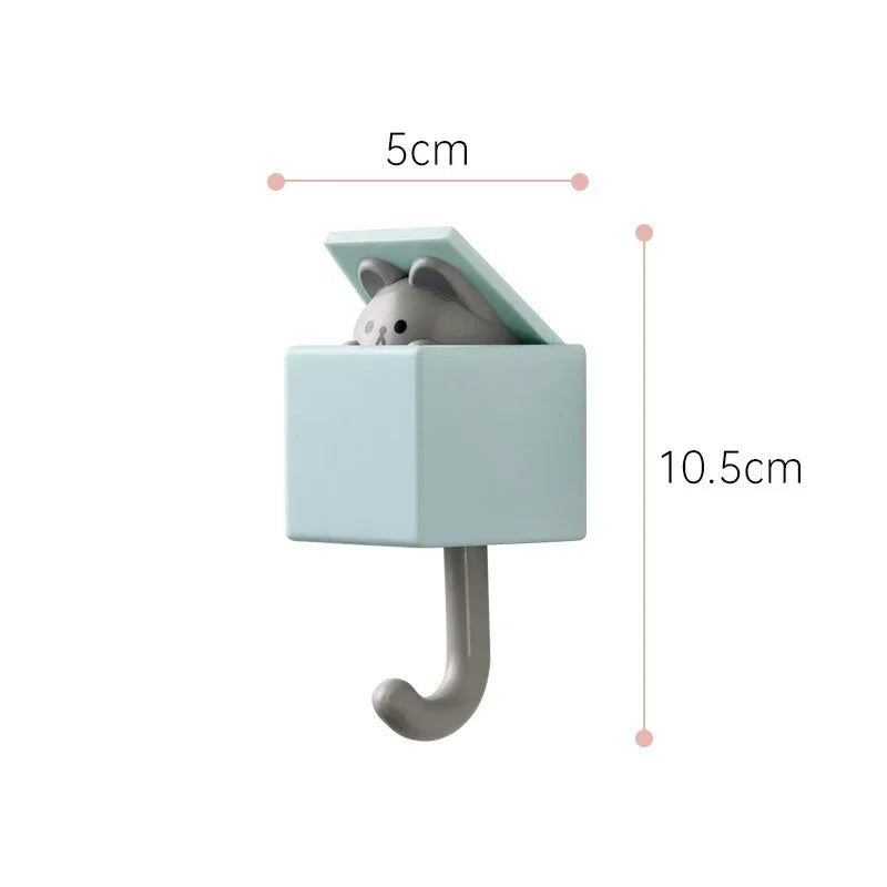 Self-Adhesive Cat Wall Hooks, Cute Animal Decorative Hanger