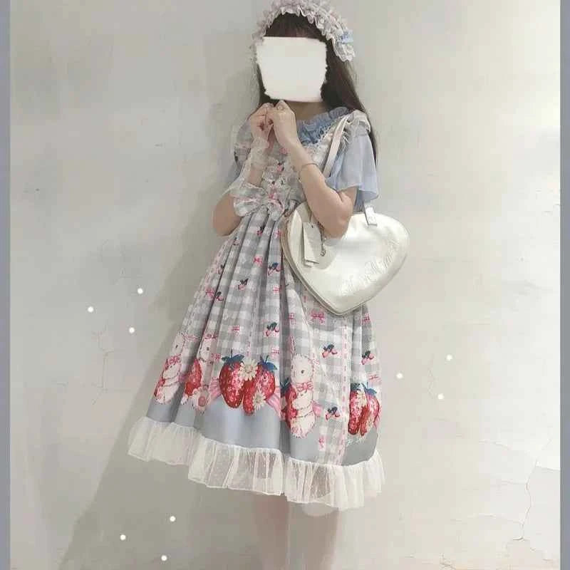 KOSAHIKI Japanese Lolita Dress Girls Strawberry Bunny Jsk Dresses Women Harajuku Sleeveless Cute  2026 Cosplay Vestido