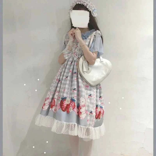 KOSAHIKI Japanese Lolita Dress Girls Strawberry Bunny Jsk Dresses Women Harajuku Sleeveless Cute  2026 Cosplay Vestido