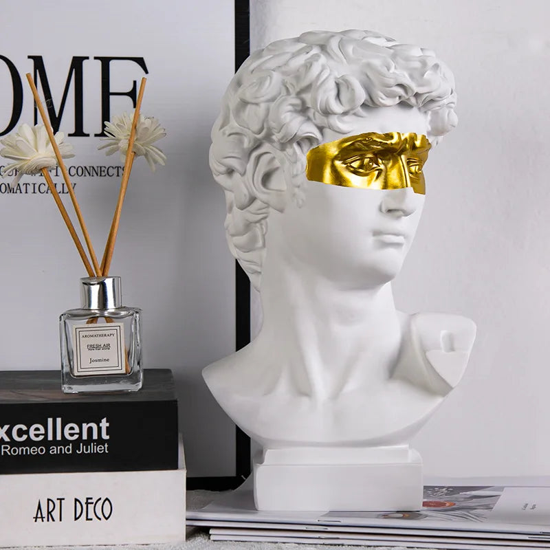 GUGUGUHOME David Head Resin Bust Sculpture - Modern Abstract Art