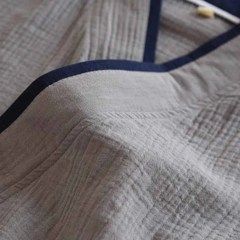 Japanese Style Spring and Autumn Thin Men's Kimono Hanfu Pure Cotton Gauze Pajamas Plus Size Home Steaming Suit