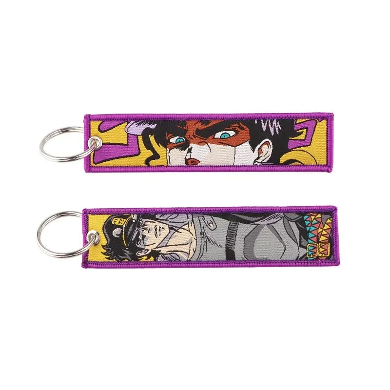 Sword Wind Legend Anime JOJO Wonderful Adventure Weaving Mark Keychain Sword Wind Legend Decorative Chain Fabric Key Pendant
