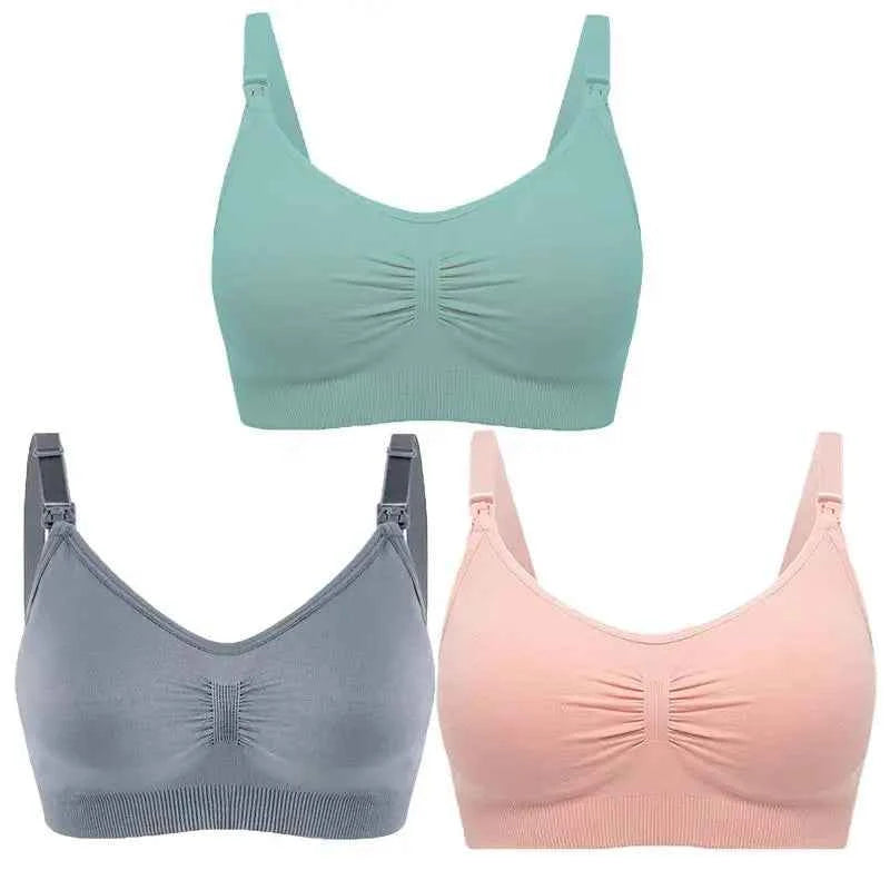 3pcs/Set High Quality Maternity Nursing Bras Cotton Breastfeeding Pregnant Underwear Seamless Large Size Breathable Bra Push Up