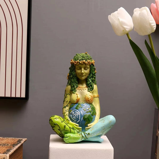 1pc Vibrant Millennium Gaia Green Earth Goddess of Nature Statue - Colorful Cartoon Decor for Indoor Spaces - ABS Material, Vari SS69